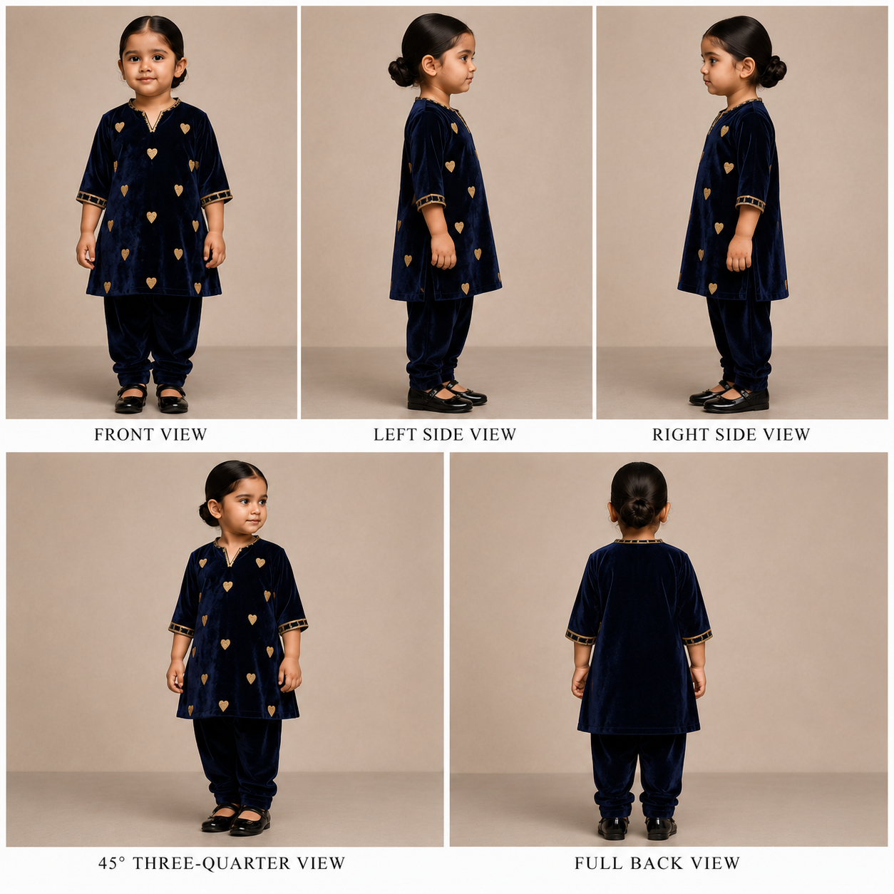 Pre Order: Blue Embroidered Velvet Kurti And Pant