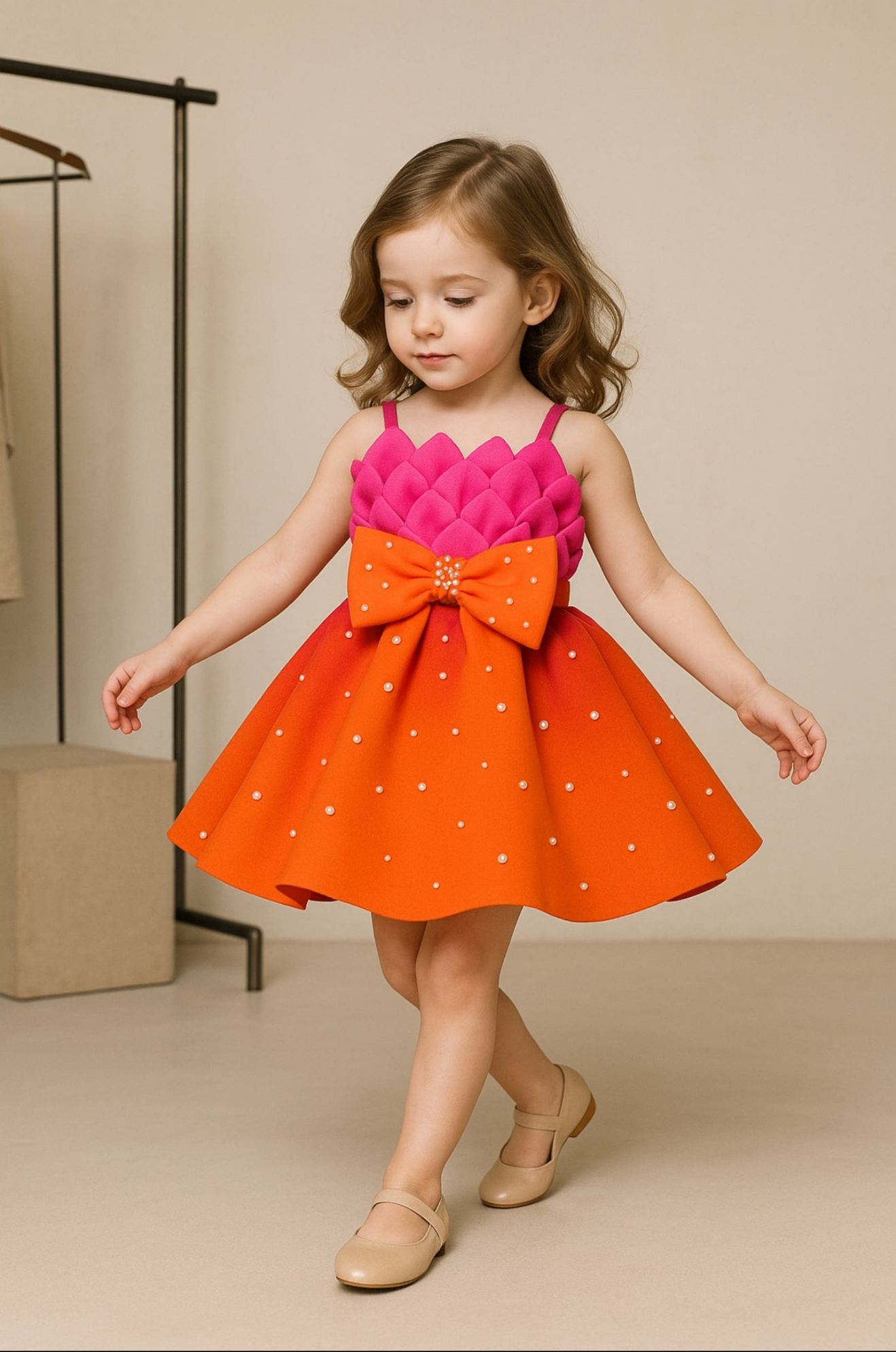 Pre order : Exclusive Embroidered Scuba Pearl Dress