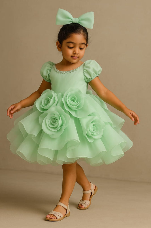 Pre Order: Flora Green Orgenza Dress