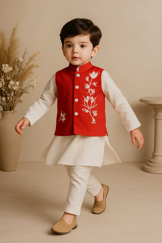 Pre Order: Plain Kurta And Jacket With Pyjama