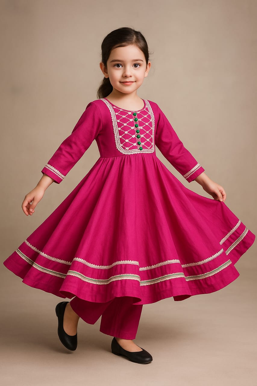 Pre Order: Gorgeous Gota Lace Work Pink Anarkali Gown