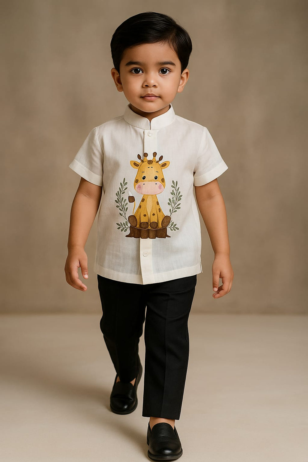 Pre Order: UNISEX Cute Giraffe Hand Painted Mustard Shirt