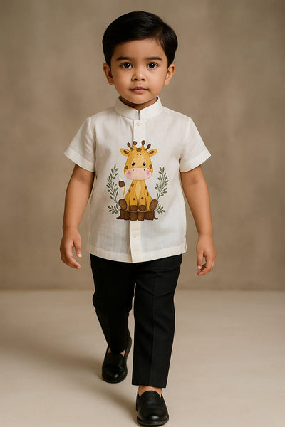 Pre Order: UNISEX Cute Giraffe Hand Painted Mustard Shirt