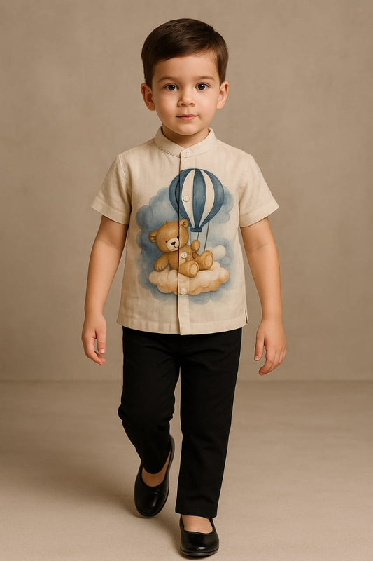 Pre Order: UNISEX Bear With Ballon Hand Painted White Shirt