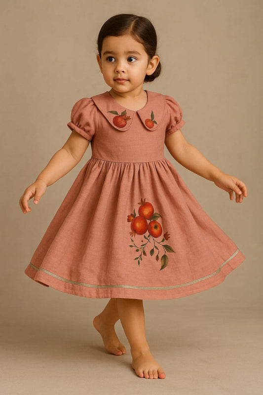 Pre Order: Pomegranate Peach Hand Painted Dress