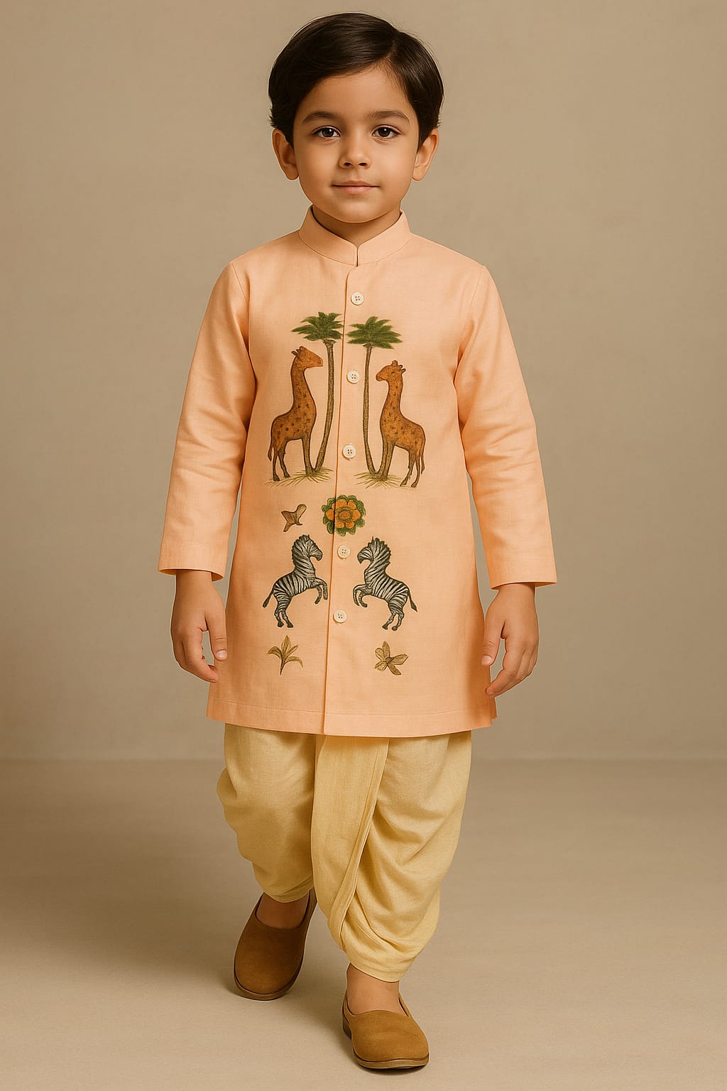 Pre Order: Jungle Hand Painted Dhoti Kurta Set