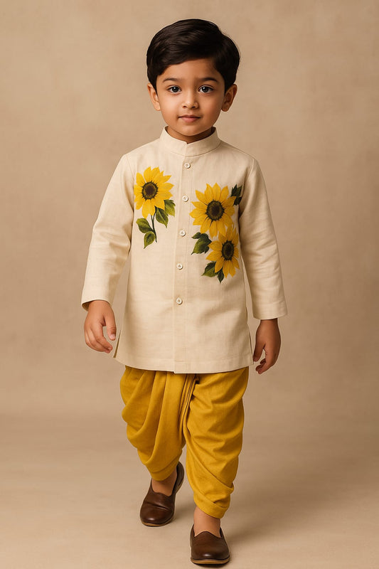 Pre Order: Surajmukhi Hand Painted Dhoti Kurta Set