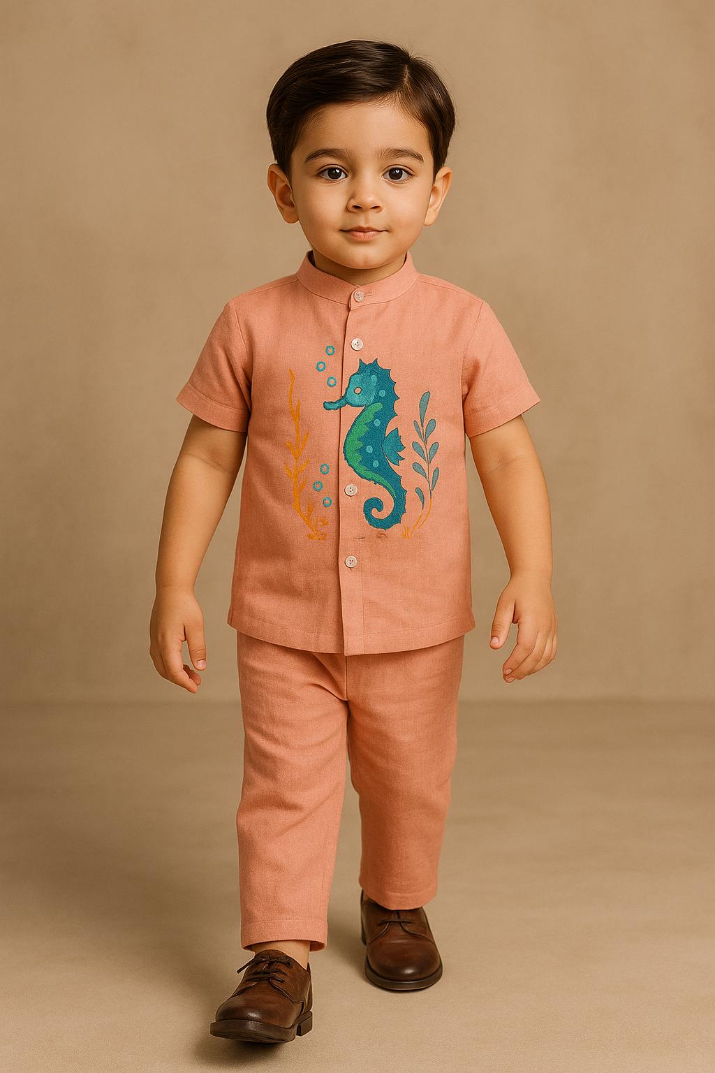 Pre Order: Sea life Hand Painted Shirt And Pant