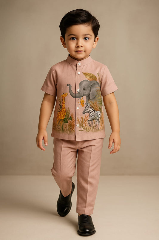 Pre Order: Peach Jungle Hand Painted Coord Set