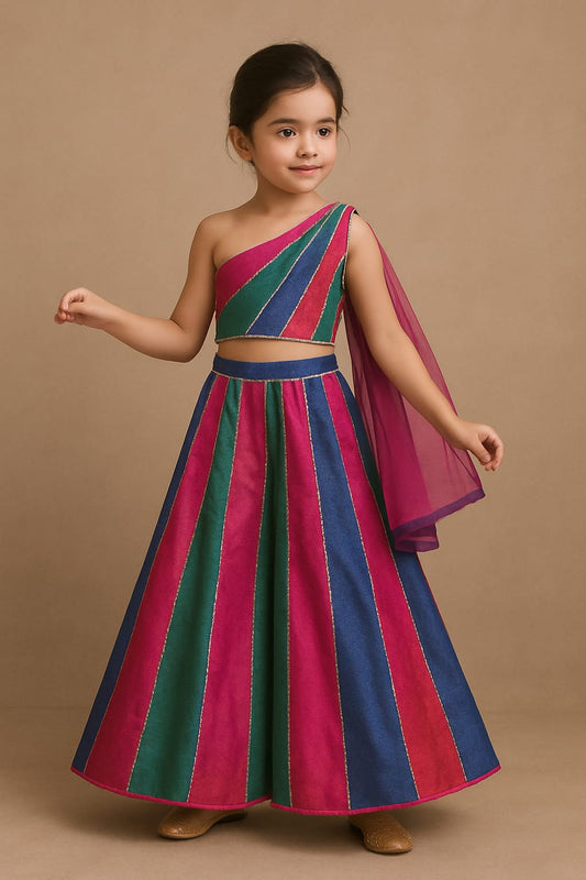 Pre Order: Multicoloured Colour Blocked Top With Palazzo