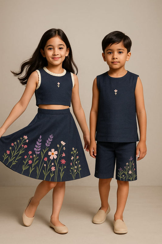 (Boy) Pre Order:Denim Embroidered Coord Set