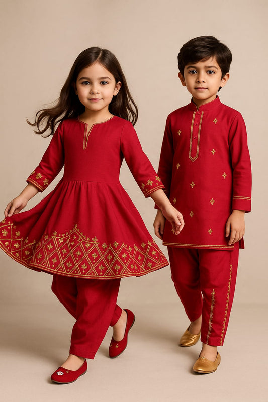 (Girl) Pre Order: Red Beautiful  Top And Style Pant