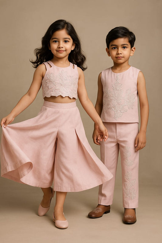 (Boy) Pre Order: Baby Pink Cut Sleeve Coord Set