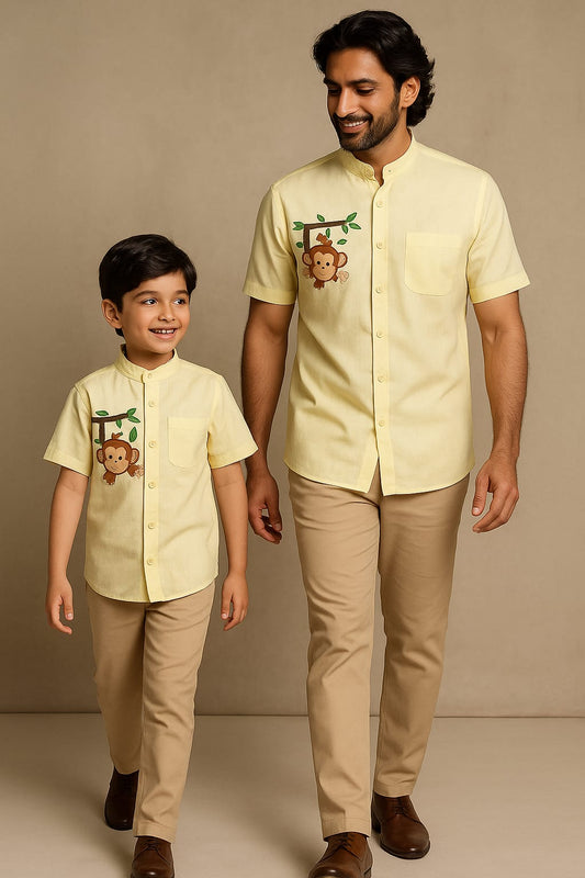 Pre Order: UNISEX Monkey Hand Painted Yellow Shirt