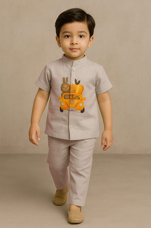 Pre Order: Light Grey Farm Hand Painted Coord Set