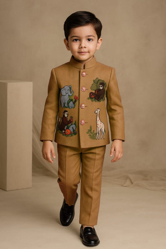 Pre Order: Brown Jungle Embroidered Set