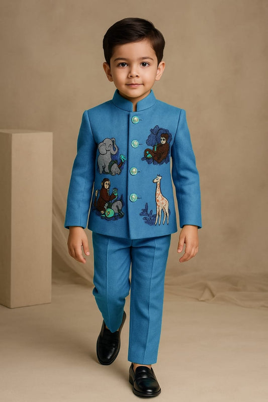 Pre Order: Blue Jungle Embroidered Set