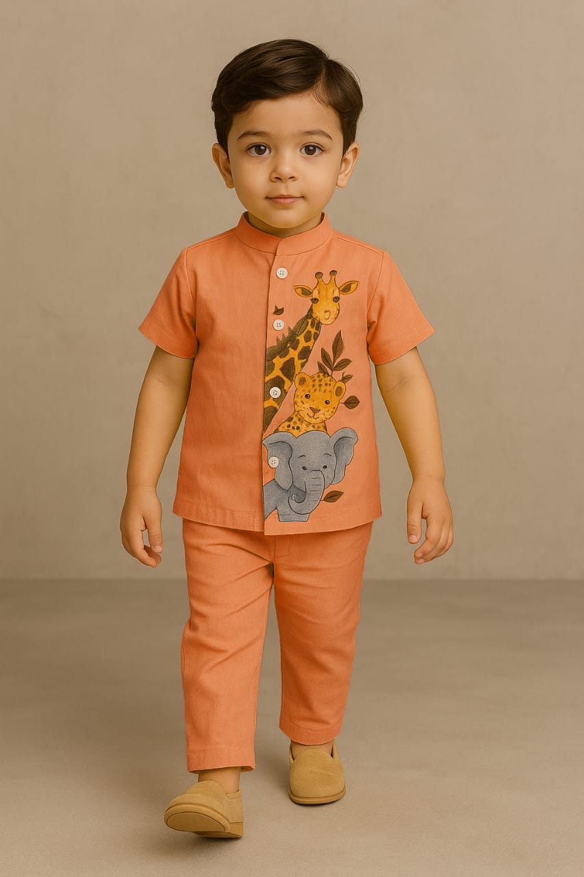 Pre Order: Orange Jungle Hand Painted Coord Set