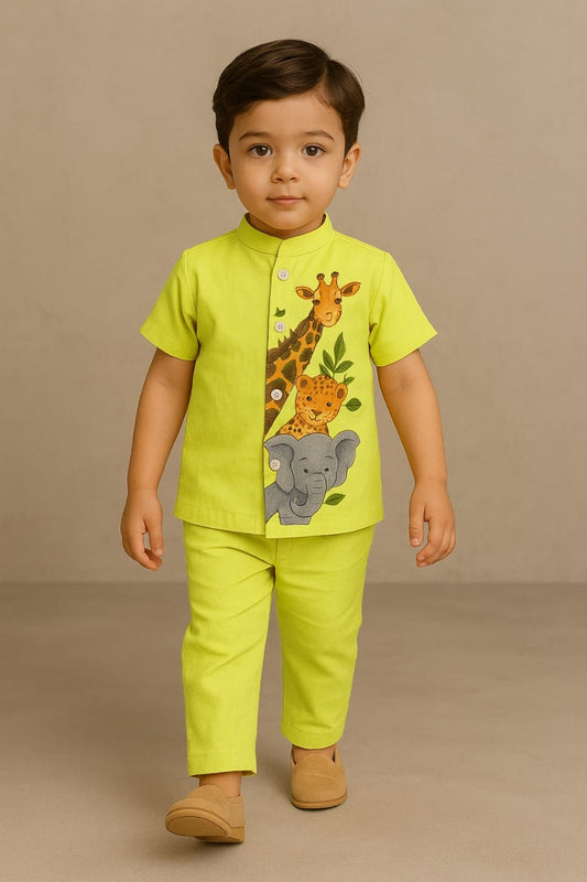 Pre Order: Neon Yellow Jungle Hand Painted Coord Set