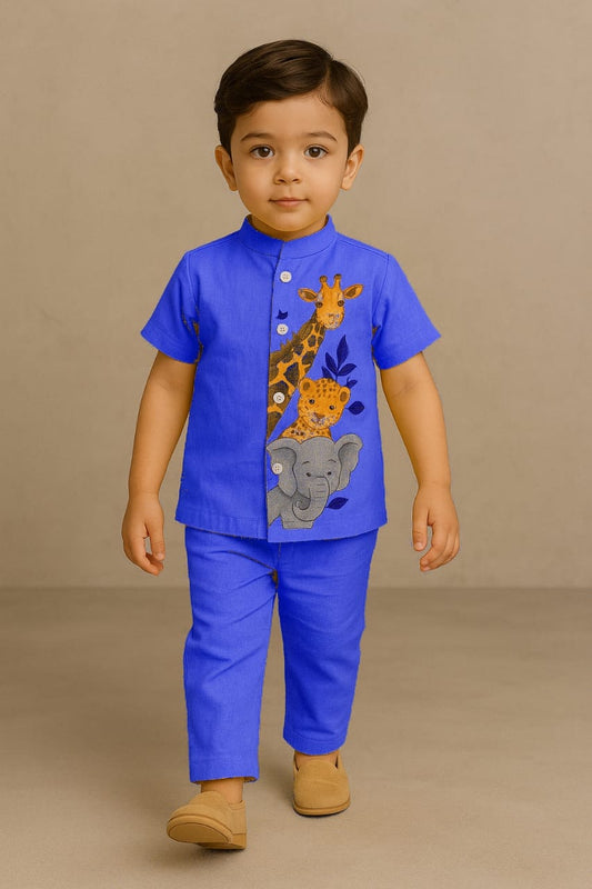 Pre Order: Blue Jungle Hand Painted Coord Set