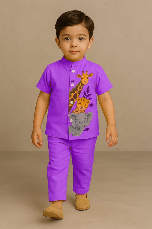 Pre Order: Purple Jungle Hand Painted Coord Set