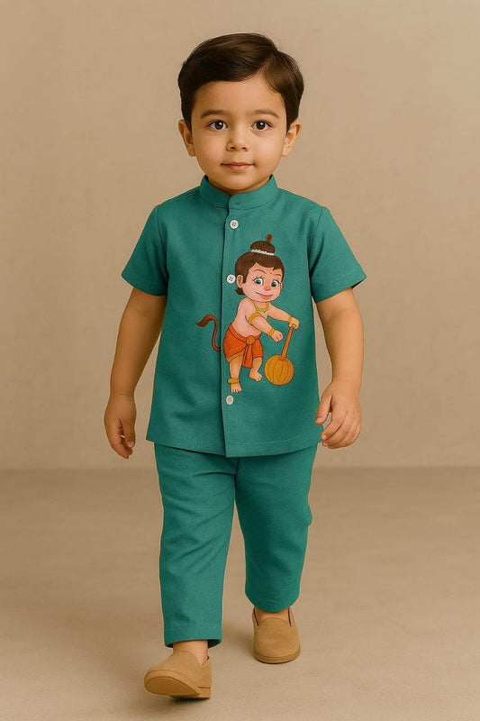 Pre Order: Rama Hanuman Hand Painted Coord Set