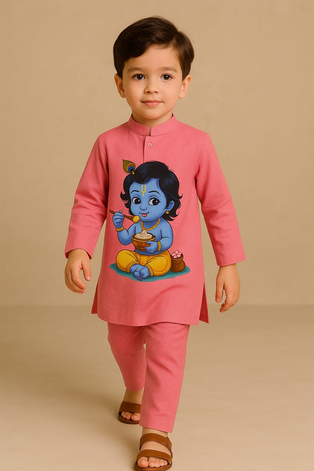 Pre Order: Pink krishna kurta set