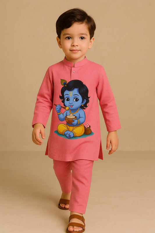 Pre Order: Pink krishna kurta set