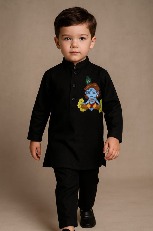Pre Order: Black krishna kurta set