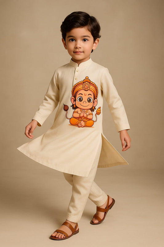 Pre Order: Off White Hanuman Kurta Set