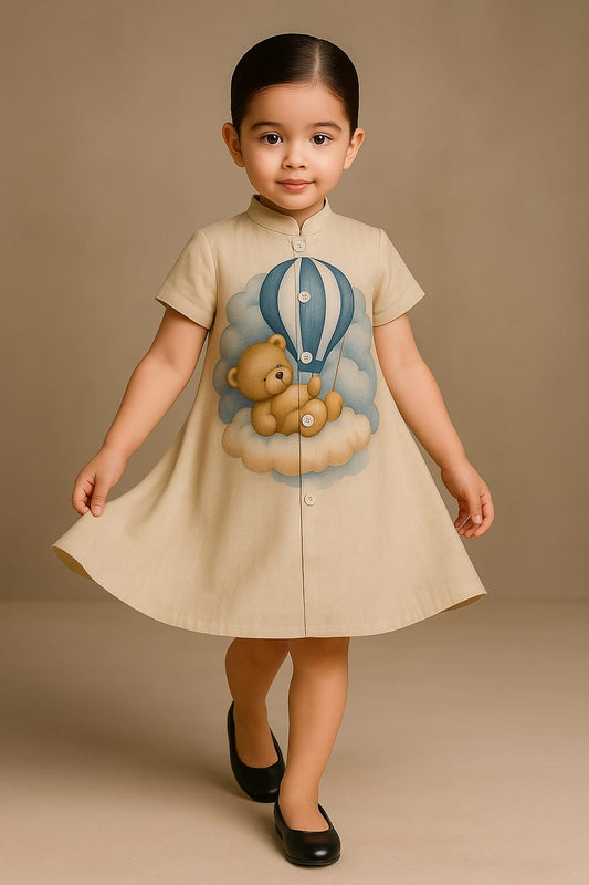 Pre Order: Bear With Ballon Hand Painted Dress