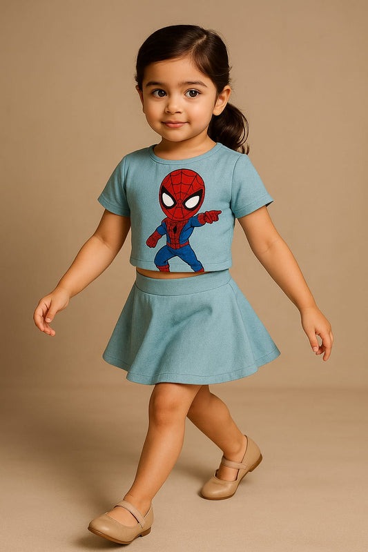 Pre Order: Spider-Man Hand Painted Top And Skirt