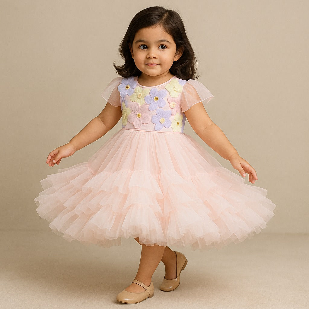 Pre Order: Peach Embellished Detachable Trail Dress