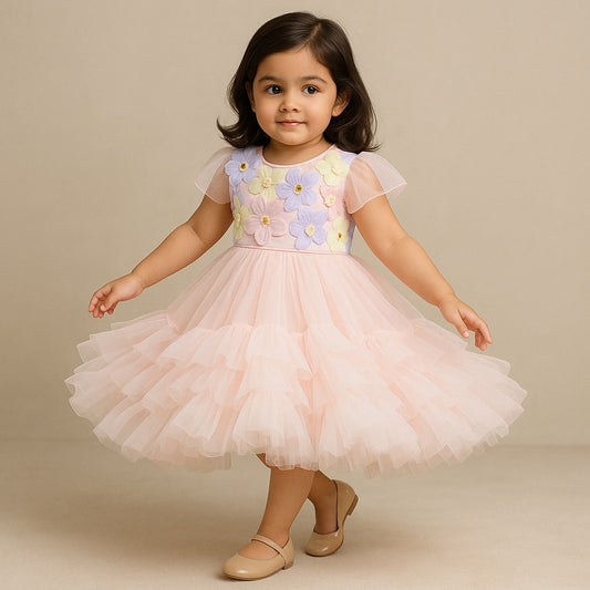 Pre Order: Peach Embellished Detachable Trail Dress