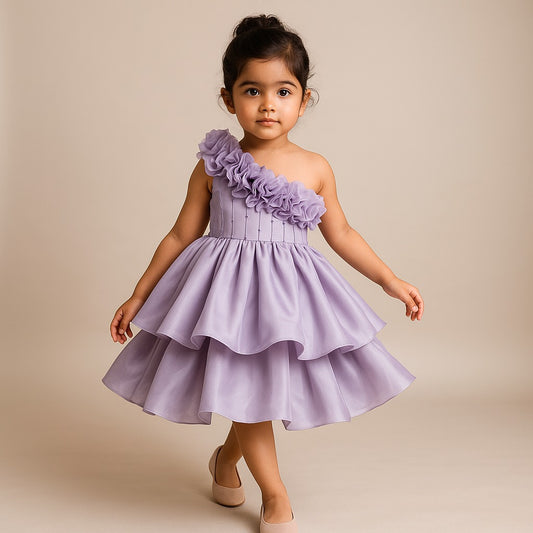 Pre Order: Embellished One Shoulder Lavender Dress