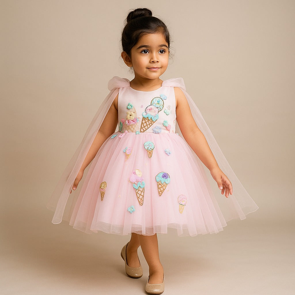 Pre Order: Candies Embroidered And Flowers Embellished Dress