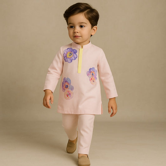 Pre Order: Kurta With hand painted work And Pyjama