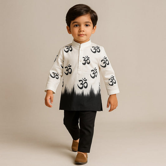 Pre Order: Dual Tone Printed Embellished Kurta And Pyjama