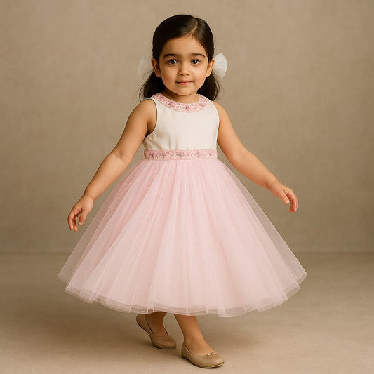 Pre Order: Pink Halter Neck Embroidered Gown