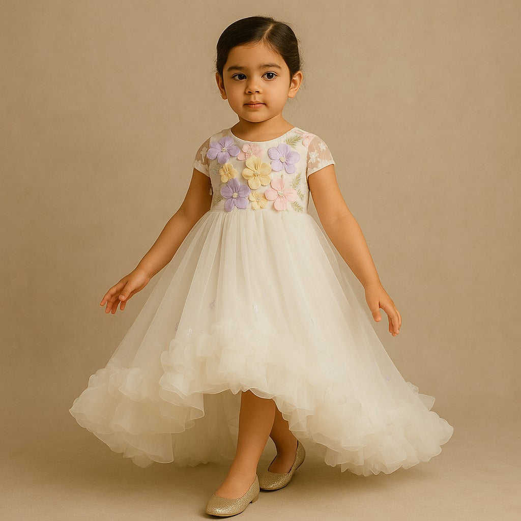 Pre Order: Off White Halter Neck Embellished Trial Dress