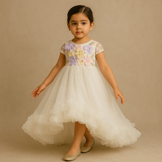 Pre Order: Off White Halter Neck Embellished Trial Dress