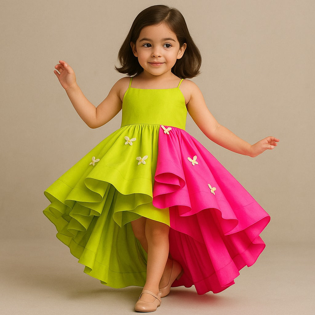 Pre Order: Dual Tone Embellished Strappy Trail Dress