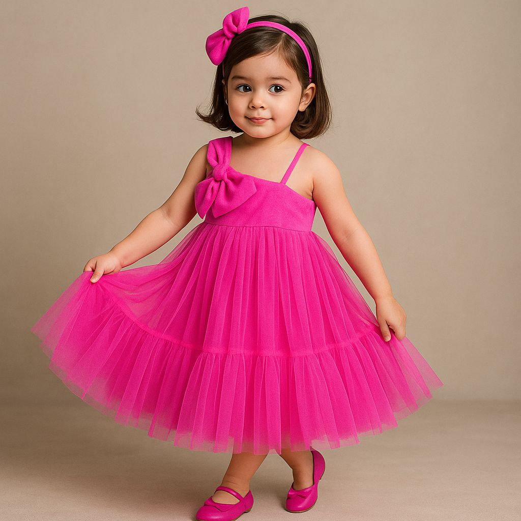 Pre Order: Bow Adorned Hot Pink One Shoulder Gown