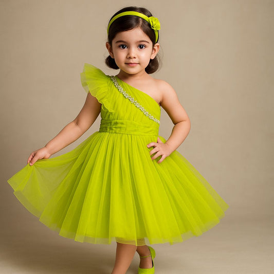 Pre Order: Ethnic Pearl Hand Embroidered Gown With Matching Bowie Head Band