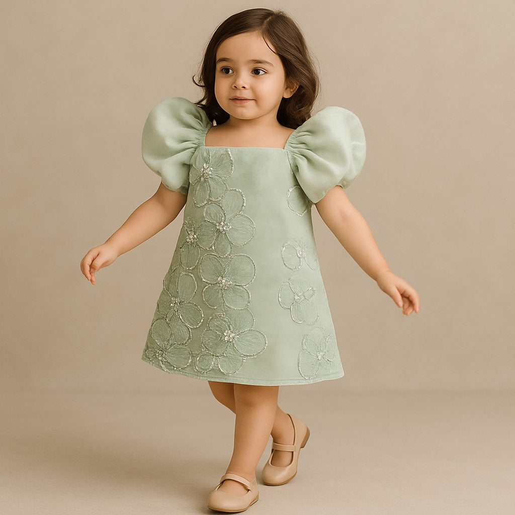 Pre Order: Artificial Flowers Embellished Dress