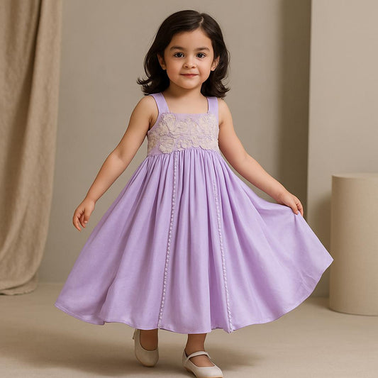 Pre Order: Lavender Embroidered Flared Kurti