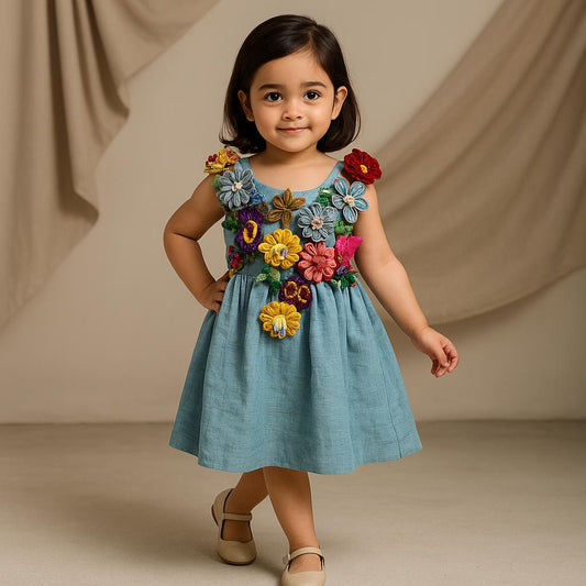 Pre Order: Hand Made Floral Linen Cotton  Dress