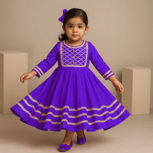Pre Order: Gorgeous Gota Lace Work Purple Anarkali Gown