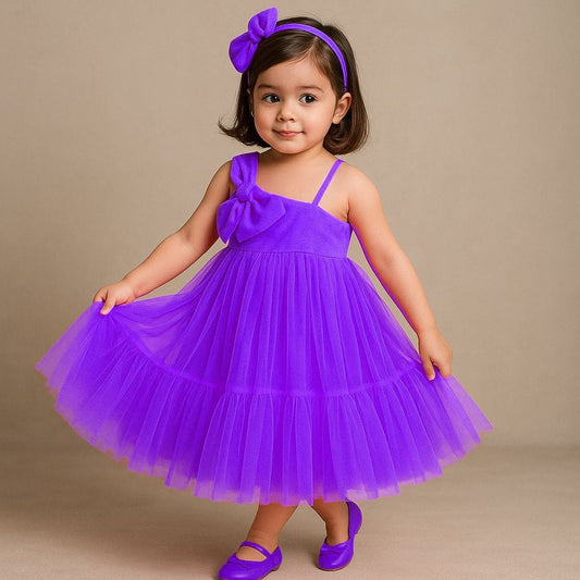 Pre Order: Bow Adorned Purple One Shoulder Gown