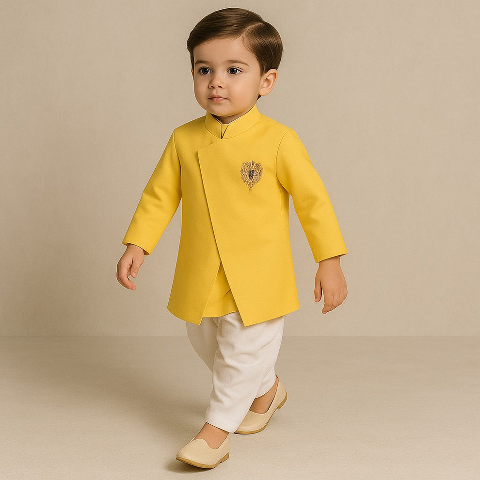 Pre Order: Lion King Embroidered Asymmetric Kurta With Dhoti